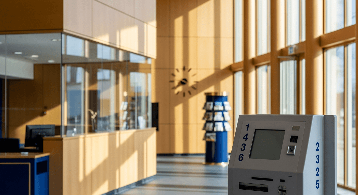 Citizens office reception area for address registration
